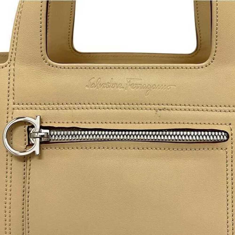 Salvatore Ferragamo Handbag Beige Gancini Tote Bag Top Handle Hardware - Picture 9 of 10